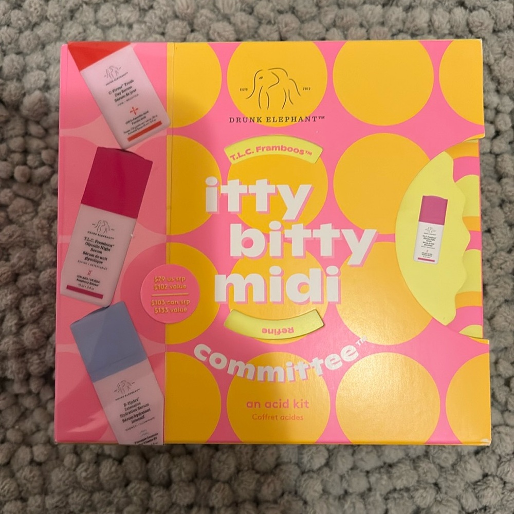 NEW Drunk Elephant Itty Bitty Midi Commitee Acid Kit
